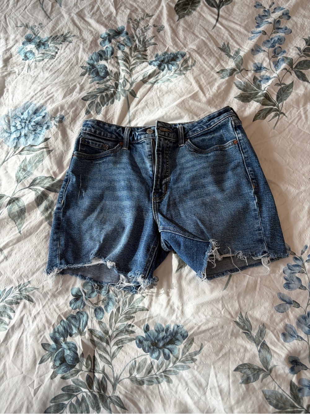 Old Navy Dark Blue Distressed Denim Shorts